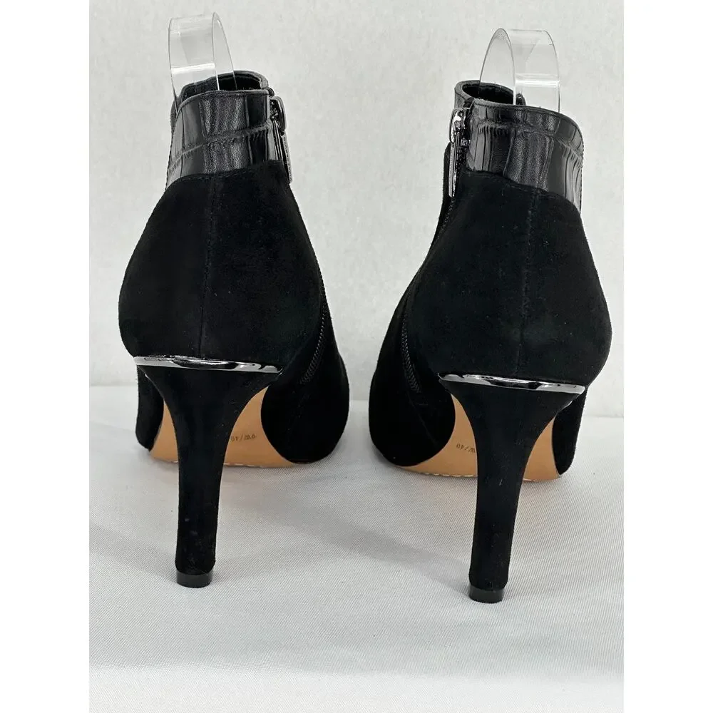 Vince Camuto Larmana Black Leather Side Zip Heel Bootie 9W